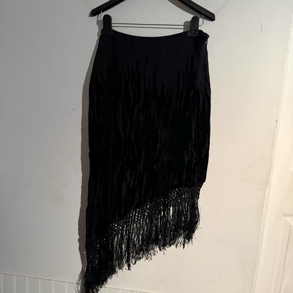 The Limited Size 8 Skirt Asymmetric Hem Fringe Burnout Whimsigoth Flapper